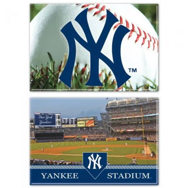 NEW YORK YANKEES RECTANGLE MAGNET, 2PACK 2" X 3"