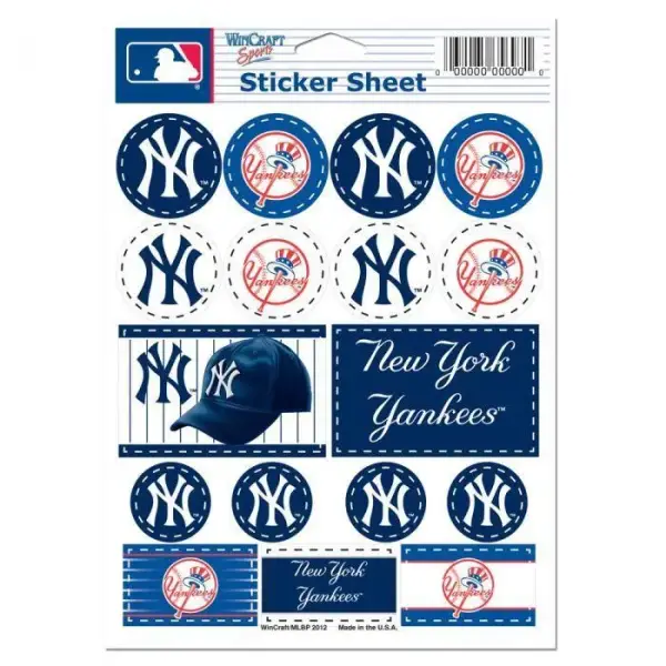 NEW YORK YANKEES VINYL STICKER SHEET 5" X 7"