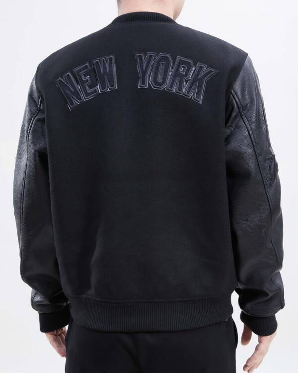 New York Yankees Triple Black Varsity Jacket - Image 2