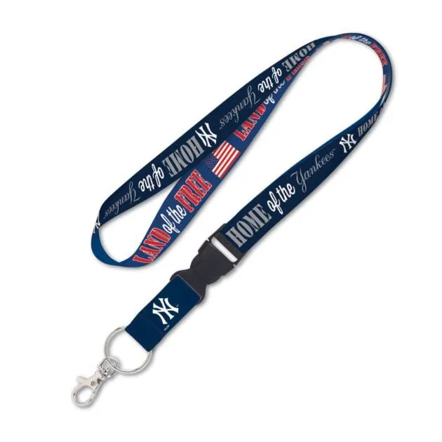 NY YANKEES LAND OF THE FREE LANYARD W/DETACHABLE BUCKLE  1" X 24''