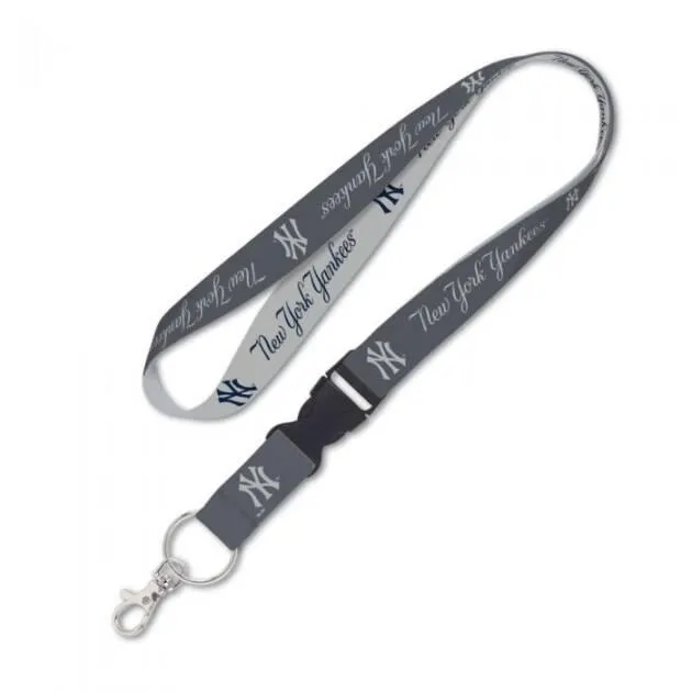 NEW YORK YANKEES GREY LANYARD W/DETACHABLE BUCKLE  1" X 24''