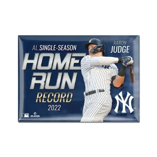 NY  YANKEES AA JUDGE HOMERUN RECORD METAL MAGNET 2.5" X 3.5"
