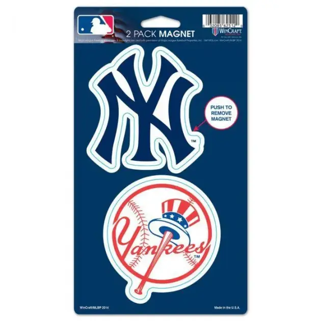 NEW YORK YANKEES 2 PACK MAGNETS 5" X 9"