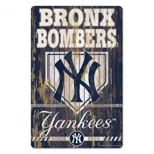 NEW YORK YANKEES SLOGAN WOOD SIGN 11" X 17" 1/4" THICK