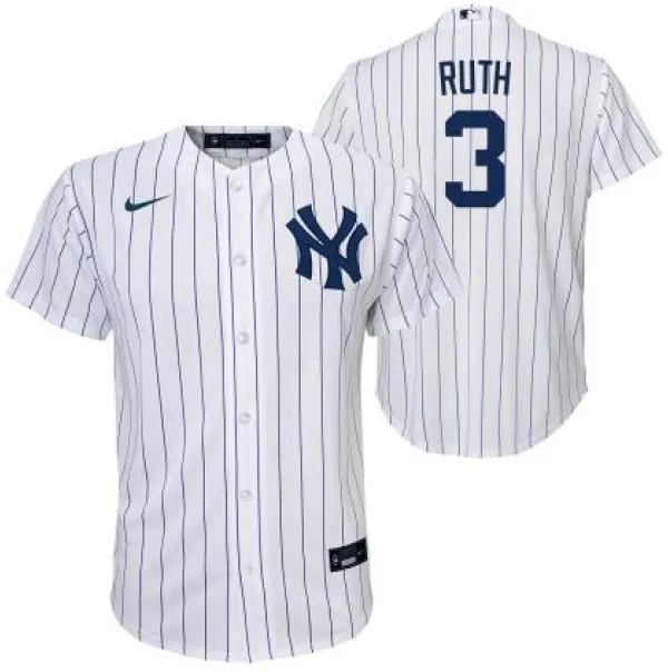 NY YANKEES NIKE B RUTH #3  HOME TWILL PLAYER FINISHED Jerseys YOUTH