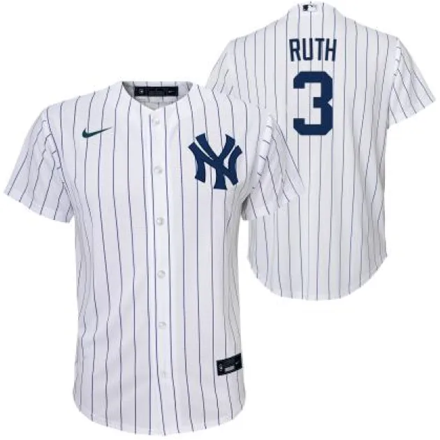 NY YANKEES NIKE B RUTH #3  HOME TWILL PLAYER FINISHED Jerseys YOUTH