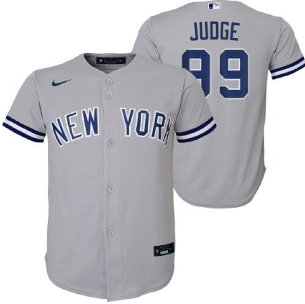 NYYANKEES A JUDGE #99 ROAD GREY TWILL PLAYER FINISHE YOUTH