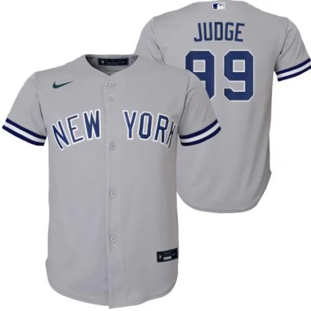 NYYANKEES A JUDGE #99 ROAD GREY TWILL PLAYER FINISHE YOUTH