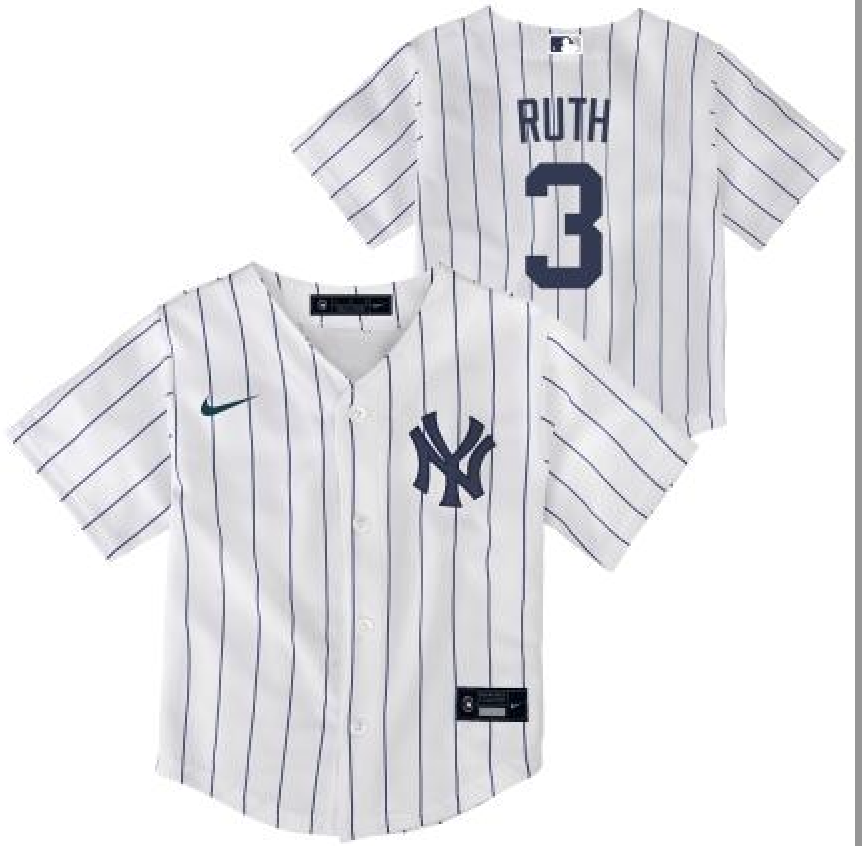 NY YANKEES NIKE B RUTH #3 HOME SCRPRT PLAYER FINISHED JERSEY KID'S –  PINSTRIPE COLLECTIBLES LLC