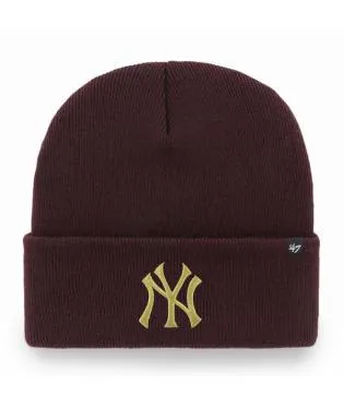 NY YANKEES DARK MAROON HAYMAKER METALLIC 47 CUFF KNIT