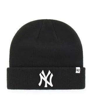 NEW YORK YANKEES BLACK RAISED 47 CUFF KNIT /WHITE NY LOGO