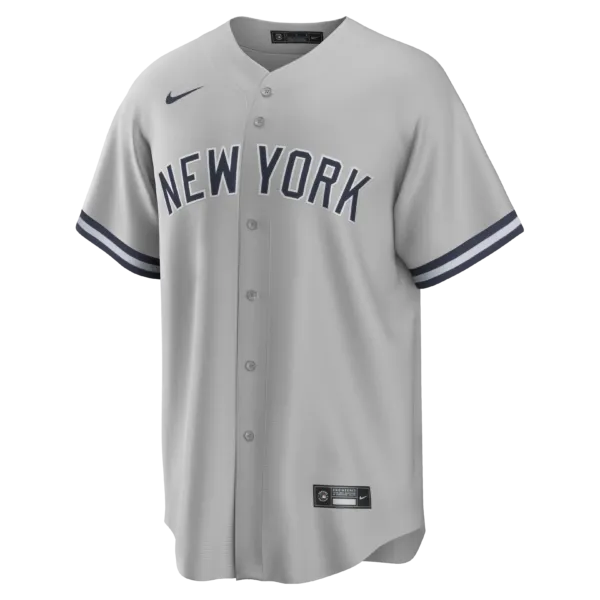 NY Yankees Nike GRAY ROAD Blank Replica Jersey - Image 3
