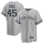 NY Yankees COLE #45 Nike GRAY ROAD Replica JERSEY NAME & NUMBERS