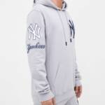NY YANKEES Pro Standard  Logo Blended P/O Men's GRAY Hoodie - Image 4