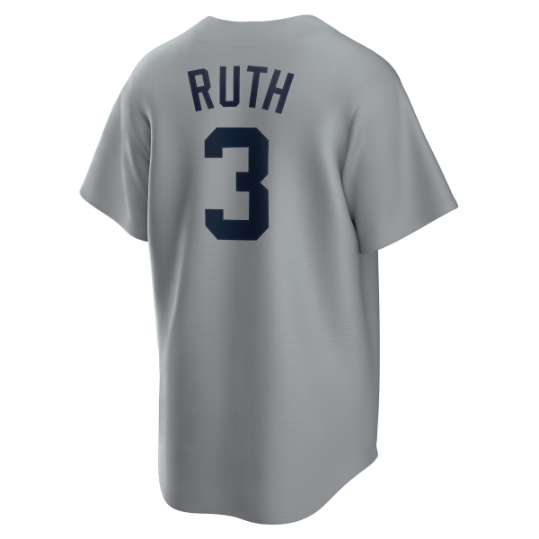 NY YANKEES NIKE REPLICA JERASY GRAY ROAD PLAYER NAME & NUMBERS B RUTH #3 - Image 3