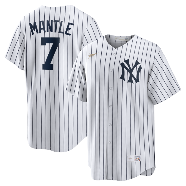 NY YANKEES NIKE REPLICA JERASY WHITE HOME PLAYER NAME & NUMBERS M MANTLE #7