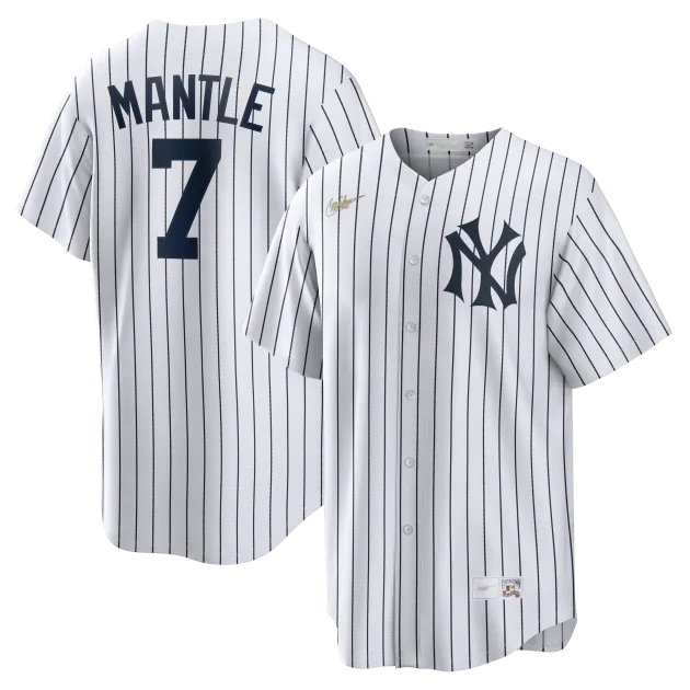 NY YANKEES NIKE REPLICA JERASY WHITE HOME PLAYER NAME & NUMBERS M MANTLE #7