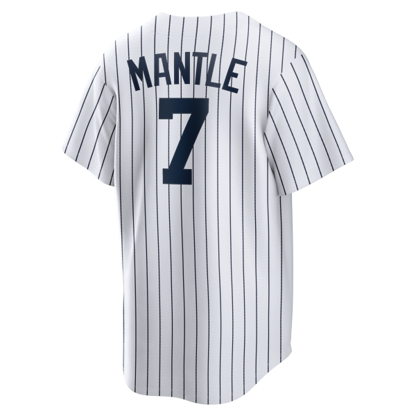 NY YANKEES NIKE REPLICA JERASY WHITE HOME PLAYER NAME & NUMBERS M MANTLE #7 - Image 2