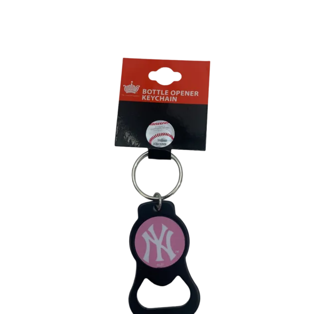 NY YANKEES BLACK / PINK BOTTLE OPENER KEYCHAIN