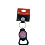 NY YANKEES BLACK / PINK BOTTLE OPENER KEYCHAIN