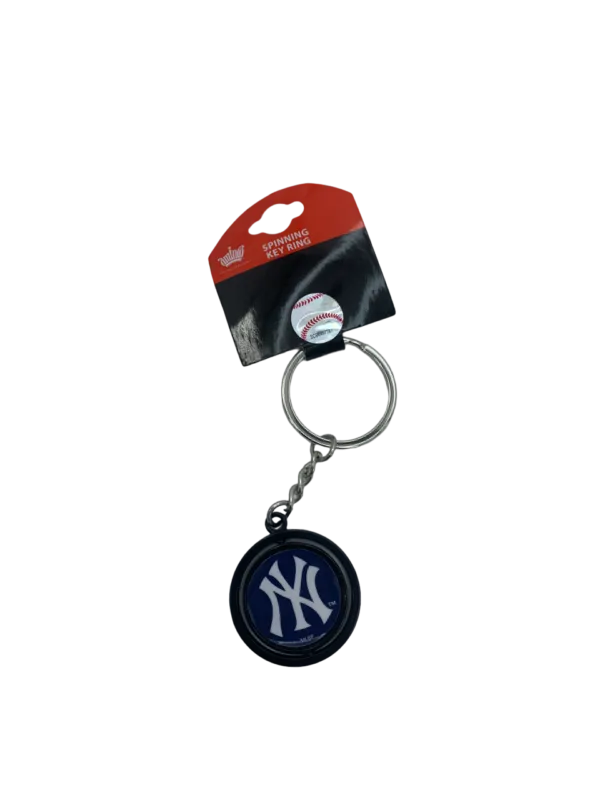 NEW YORK YANKEES BLACK BASEBALL SPINNER KEYCHAIN