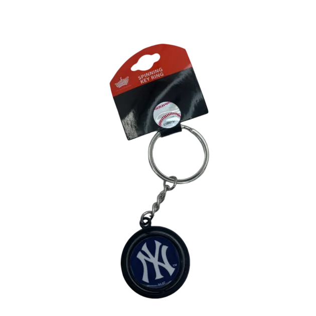 NEW YORK YANKEES BLACK BASEBALL SPINNER KEYCHAIN