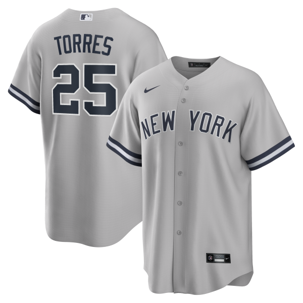 NY Yankees  Nike TORRES # 25 GRAY ROAD  Replica JERSEY NAME & NUMBERS