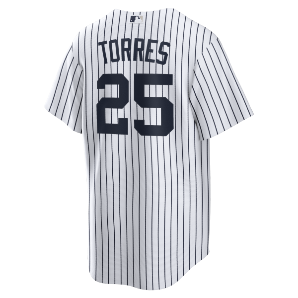 NY Yankees  Nike TORRES # 25 WHITE HOME  Replica JERSEY NAME & NUMBERS - Image 3