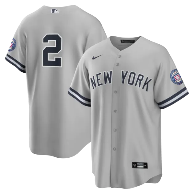 NY YANKEES JETER #2 NIKE GRAY ROAD REPLICA JERSEY PLAYER NUMBERS ONLY