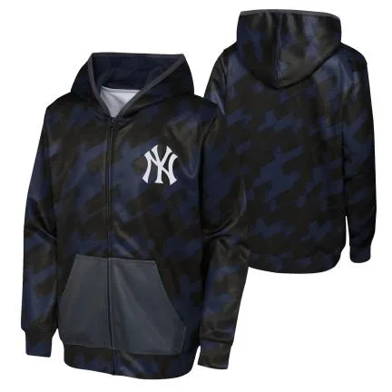 NEW YORK YANKEES  TICKER TAPE LS FZ POLY FLC HOO FOR YOUTH