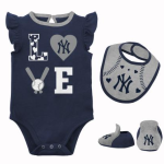NEW YORK YANKEES  LOVE OF BASEBALL CREEPER BIB &  Creepers/Coverall/Onsie/Romper GIRL INFANT