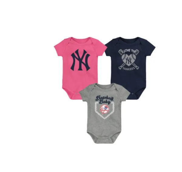 NY YANKEES  BASEBALL BABY 3 PACK CREEPER S  Creepers/Coverall/Onsie/Romper FOR NEW BORN