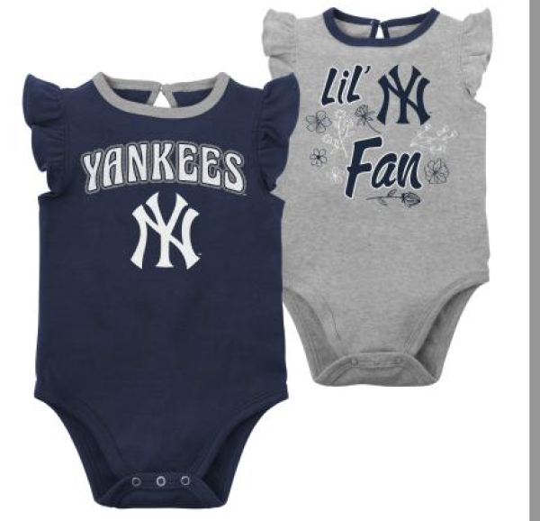 NEW YORK YANKEES  LITTLE FAN 2PK CREEPER SET  Creepers/Coverall/Onsie/Romper GIRL NEW BORN