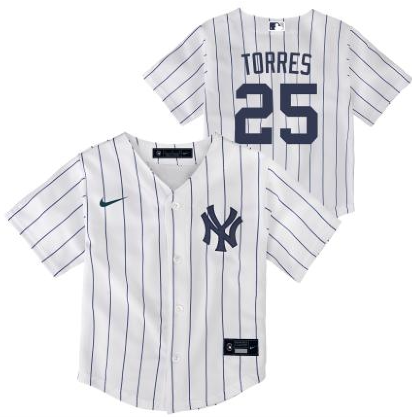 NEW YORK YANKEES G TORRES #25 HOME TWILL PLAYER FINISHED KID'S – PINSTRIPE  COLLECTIBLES LLC