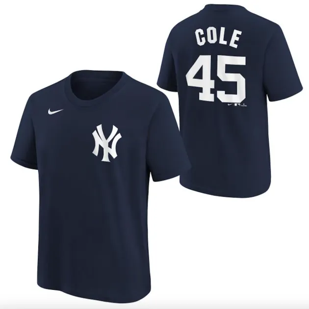 NY YANKEES COLE # 45 HOME N&N SS TEE S/S SPORTSWEAR TOP FOR YOUTH