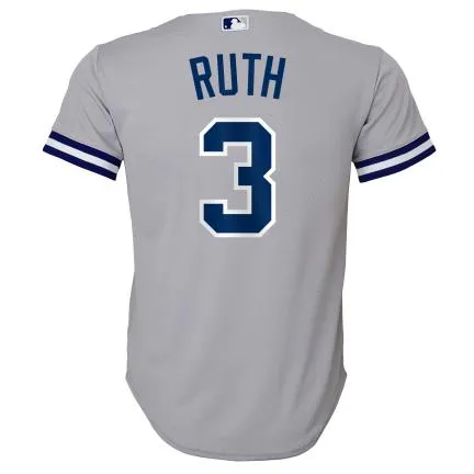 NY YANKEES NIKE B RUTH #3  ROAD TWILL PLAYER COOPERSTOWN  Jerseys YOUTH