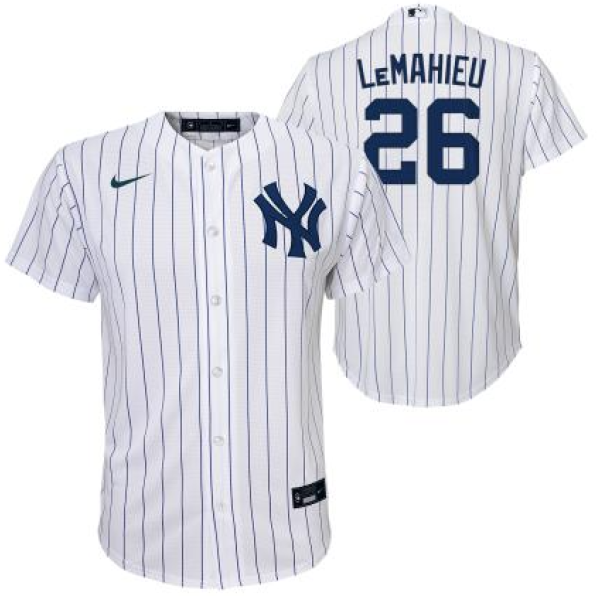 NEW YORK YANKEES DJ LEMAHIEU # 26  HOME TWILL PLAYER FINISHED YOUTH