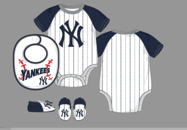 NEW YORK YANKEES  NEWBORN PLAY BALL CREEPER BIB & BOOT S  Creepers/Coverall/Onsie/Romper