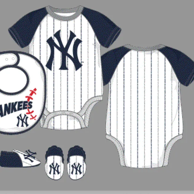 NEW YORK YANKEES  NEWBORN PLAY BALL CREEPER BIB & BOOT S  Creepers/Coverall/Onsie/Romper