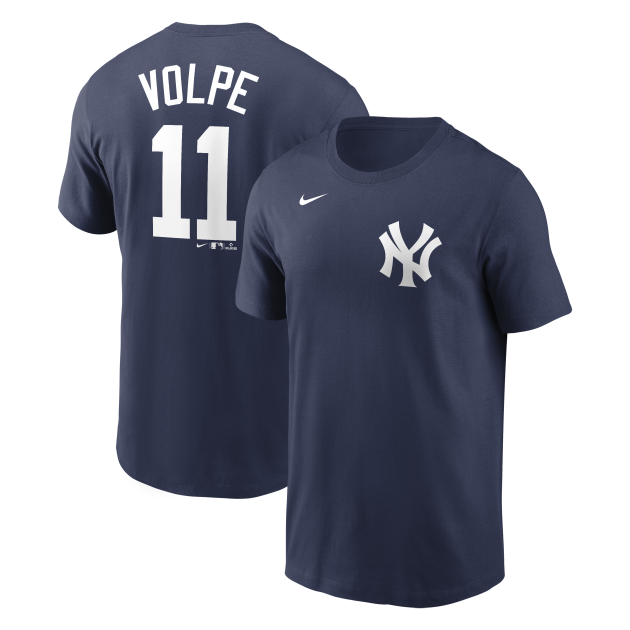 NY YANKEES VOLPE # 11 NIKE NAVY NAME & NUMBER MEN’S T-SHIRT