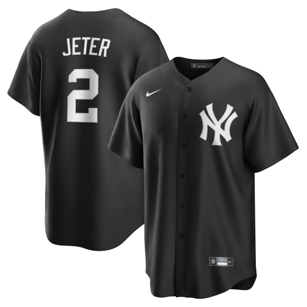 NY YANKEES D JETER #2 NIKE BLACK REPLICA PLAYER NAME JERSEY