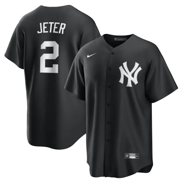 NY YANKEES D JETER #2 NIKE BLACK REPLICA PLAYER NAME JERSEY