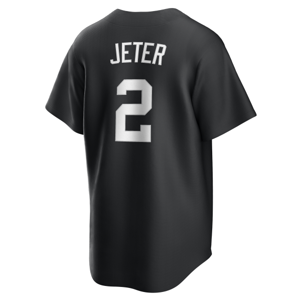 NY YANKEES D JETER #2 NIKE BLACK REPLICA PLAYER NAME JERSEY - Image 3