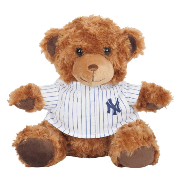 NY YANKEES FOCO 10 INCH PLUSH SEATED BEAR WITH PINSTRIPE   JERSEY