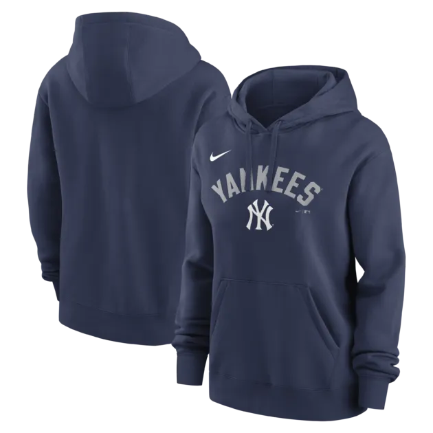 NY YANKEE Women's Nike Team Logo Arch Pullover Fleece Hood