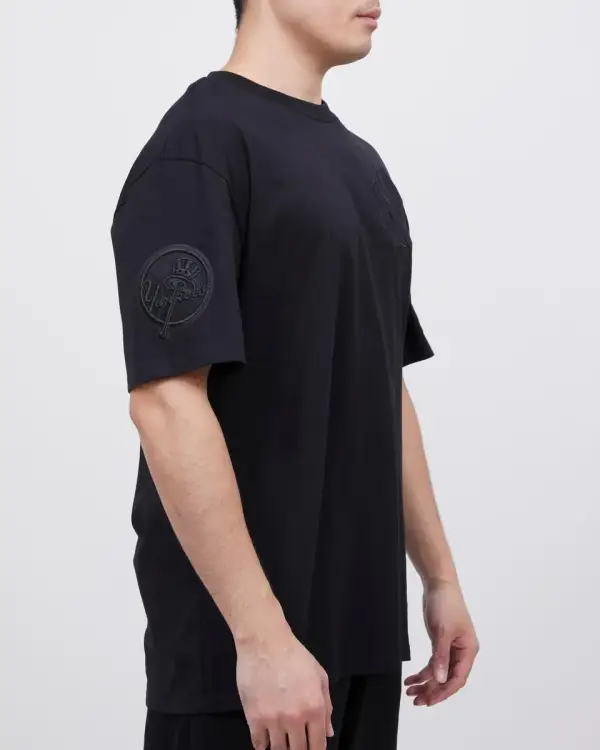 NEW YORK YANKEES NEUTRAL CJ DROP SHOULDER  BLACK TEE - Image 2