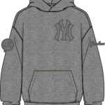 NEW YORK YANKEES NEUTRAL DROP SHOULDER FLC PO HOODIE DARK HEATHER GRE Y