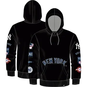 NY YANKEE Fanatics Wild Winner Cotton Fleece Pullover Hood BLACK