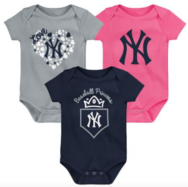 NEW YORK YANKEES HOME RUN BABY 3PK CREEPER SET INFINT