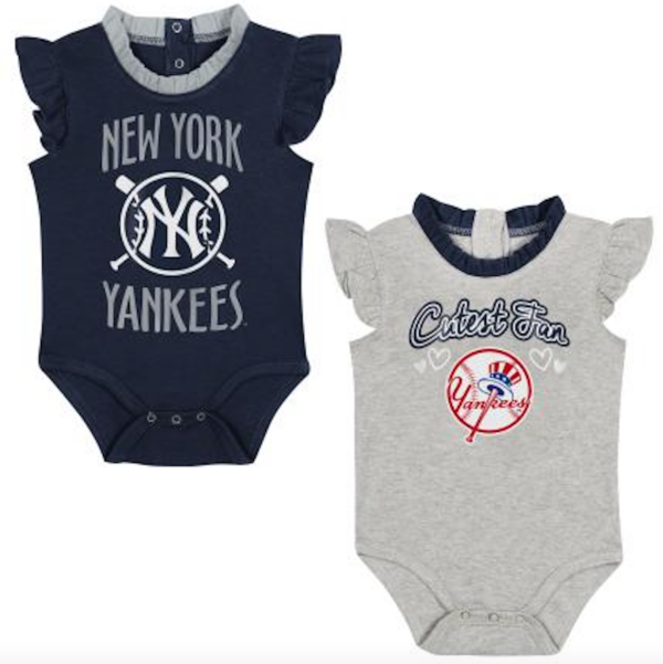 NEW YORK YANKEES BABY FAN 2PK CREEPER SET NEWBORN